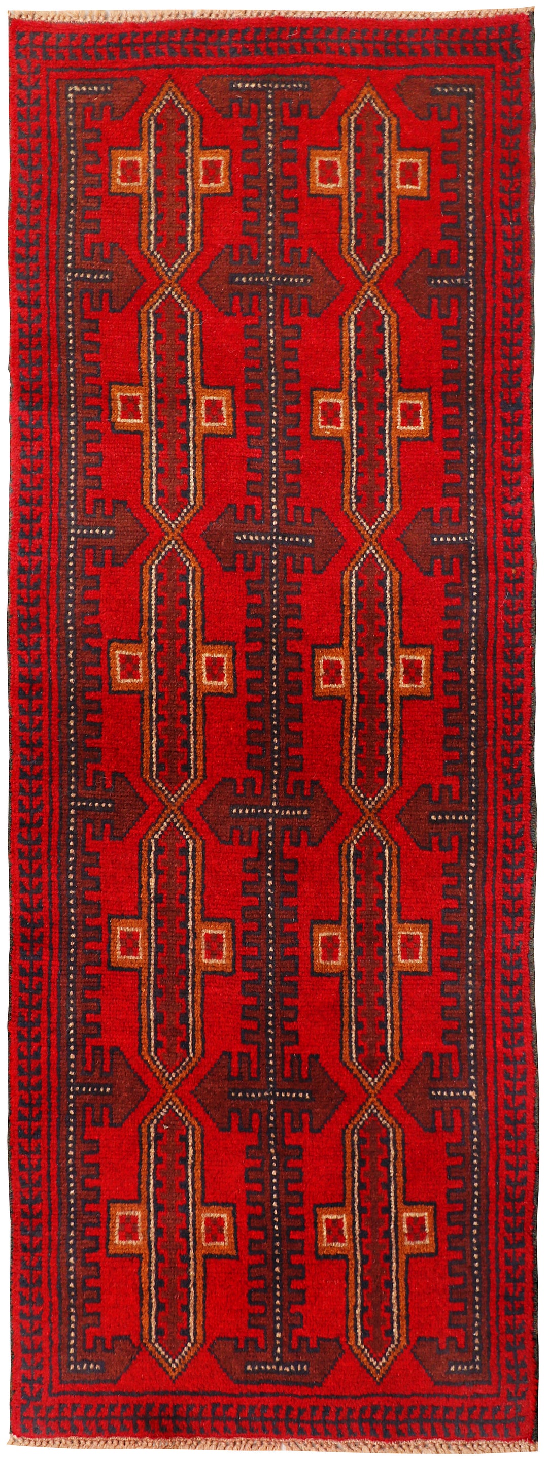 Red Afghan Baluchi Rug 2' 4 x 6' 3 Hand-Knotted