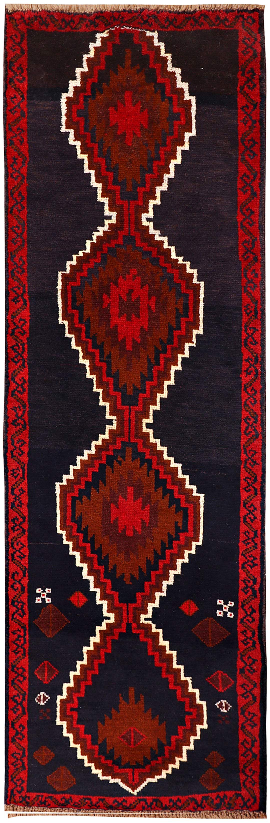 Navy Afghan Baluchi Rug 2' 5 x 7' 1 Hand-Knotted