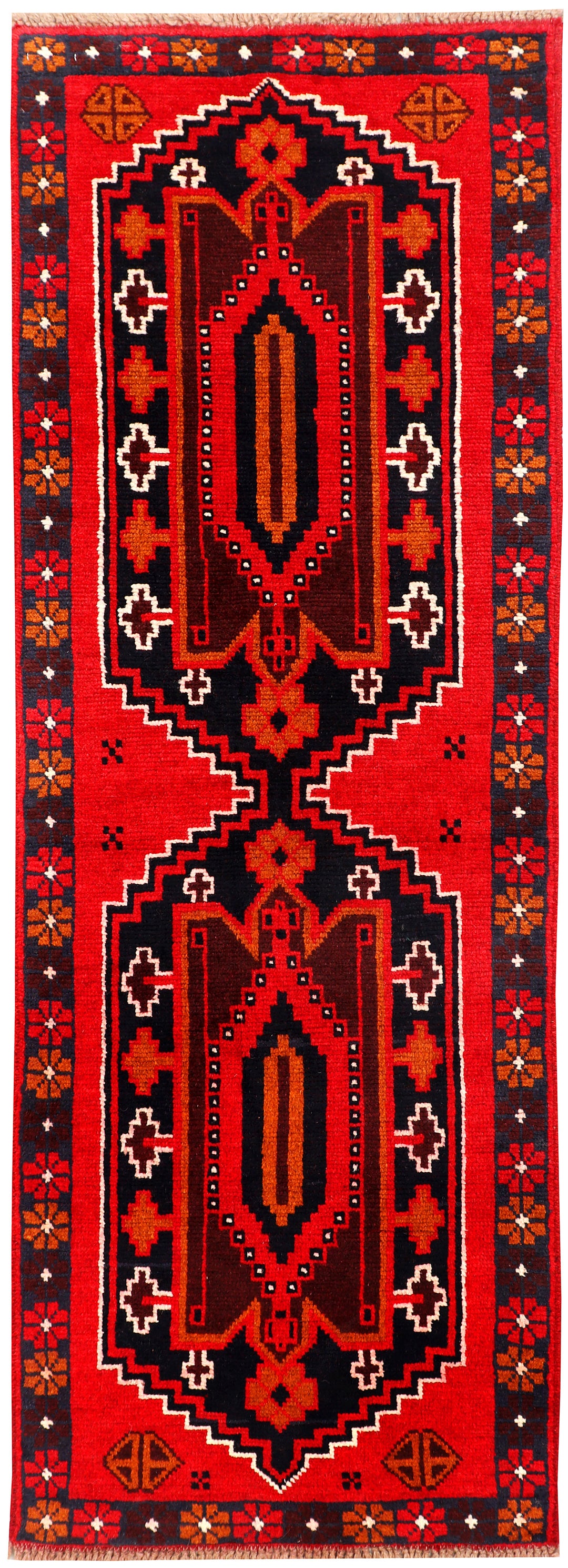 Red Afghan Baluchi Rug 2' 3" x 6' 6" Hand-Knotted