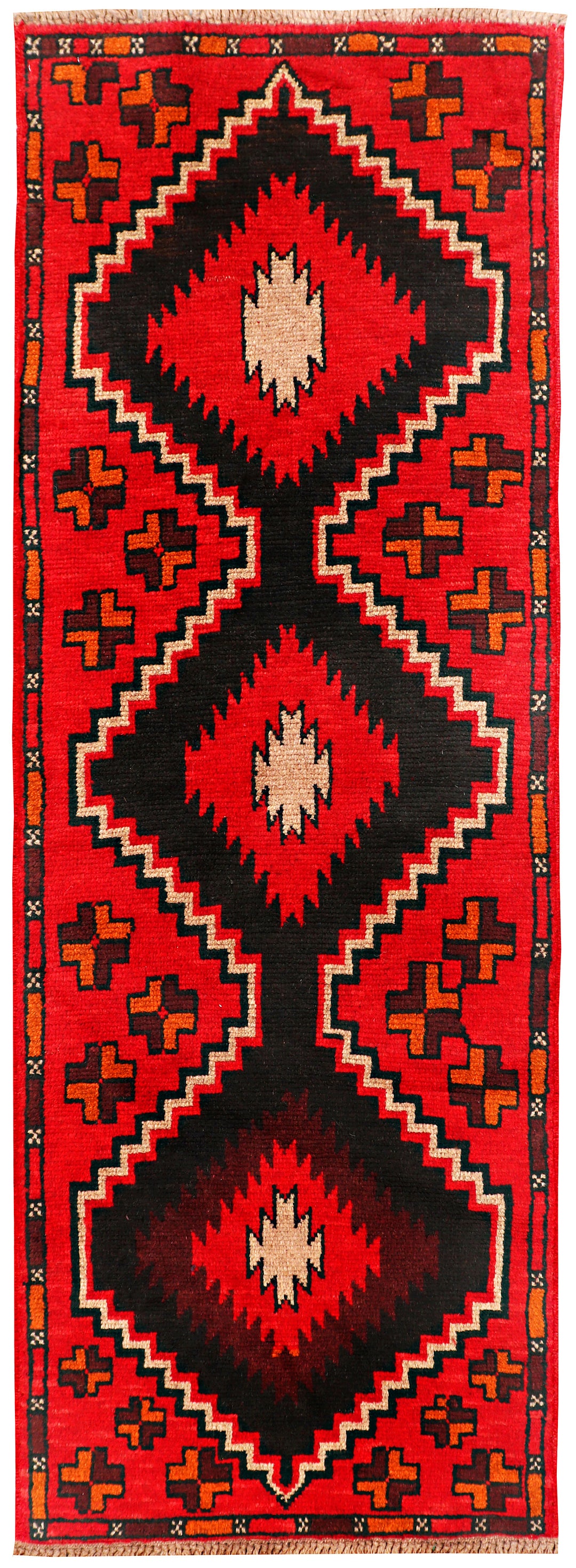 Red Afghan Baluchi Rug 2' 3" x 6' 6" Hand-Knotted