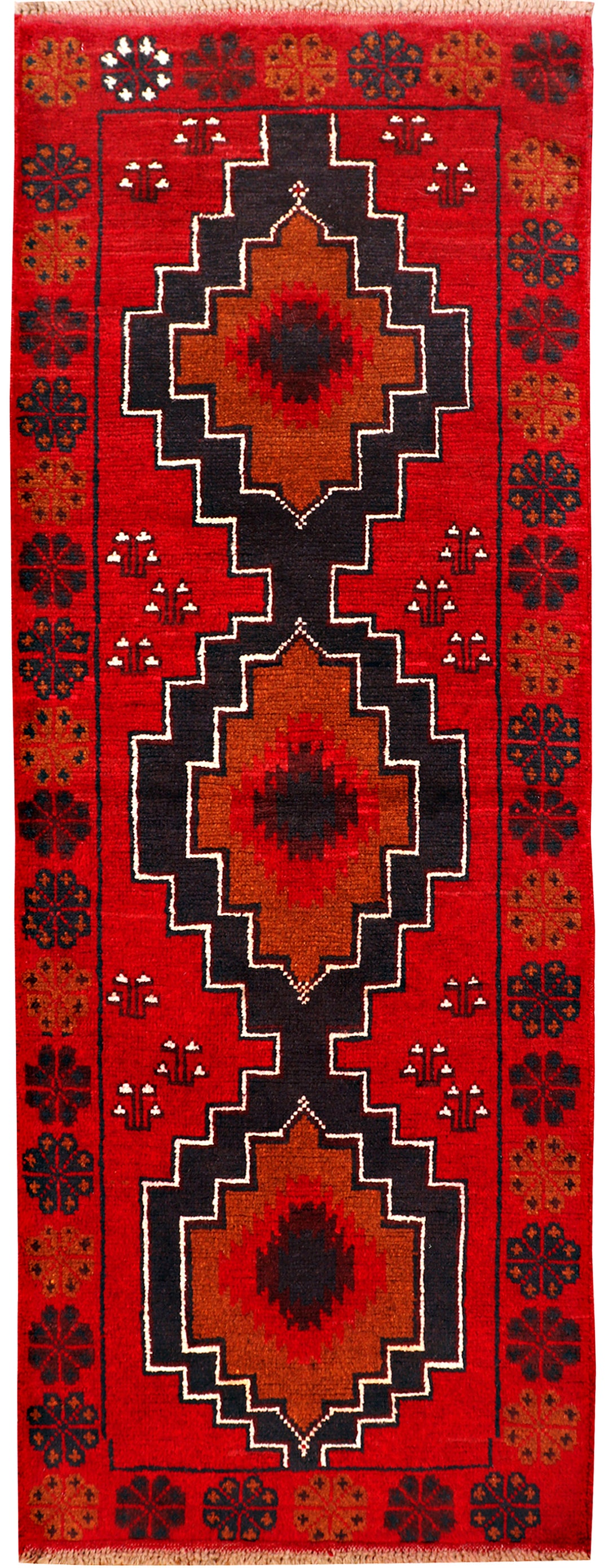 Red Afghan Baluchi Rug 2' 5 x 6' 5 Hand-Knotted