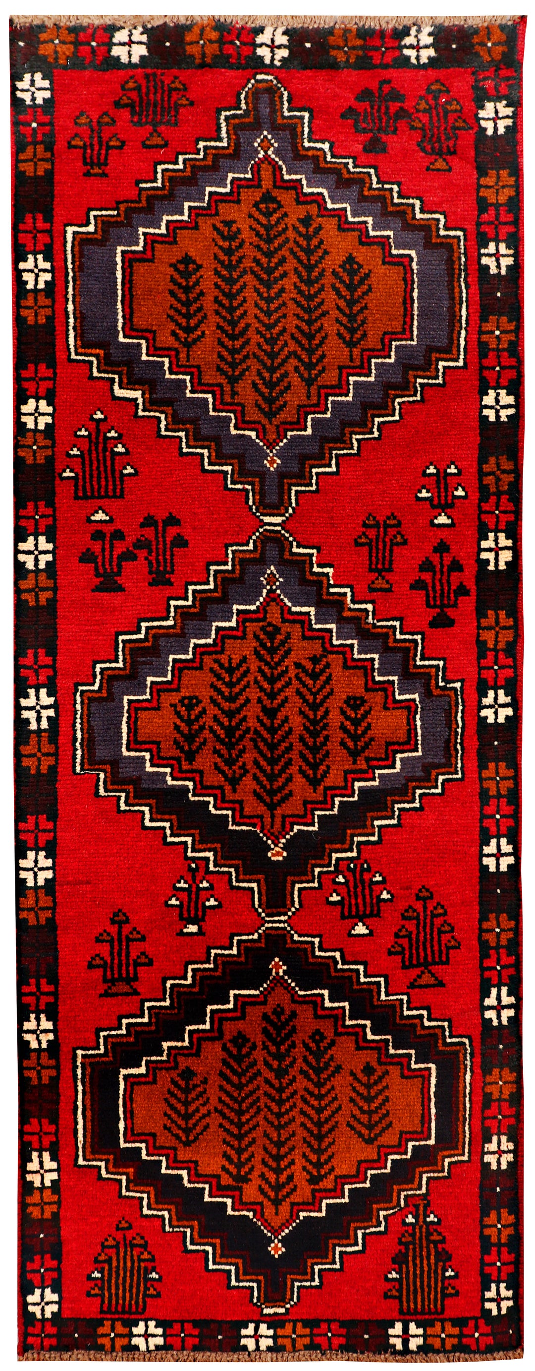 Red Afghan Baluchi Rug 2' 4 x 6' 5 Hand-Knotted