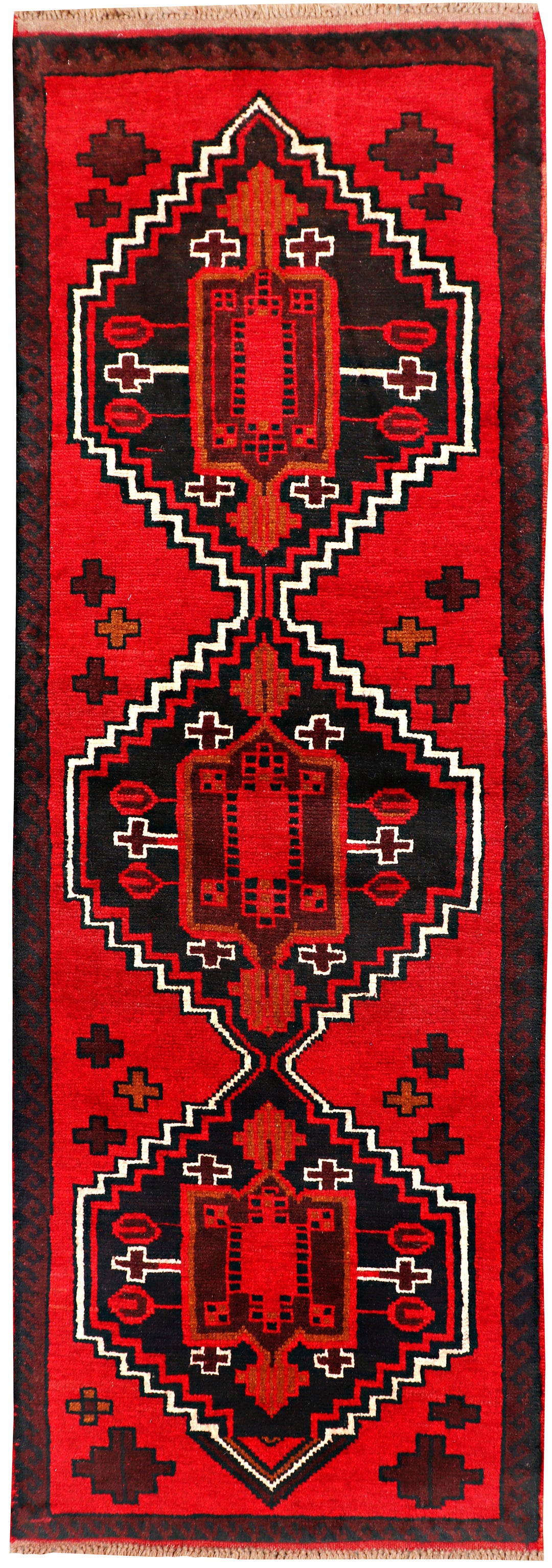 Red Afghan Baluchi Rug 2' 4 x 6' 8 Hand-Knotted