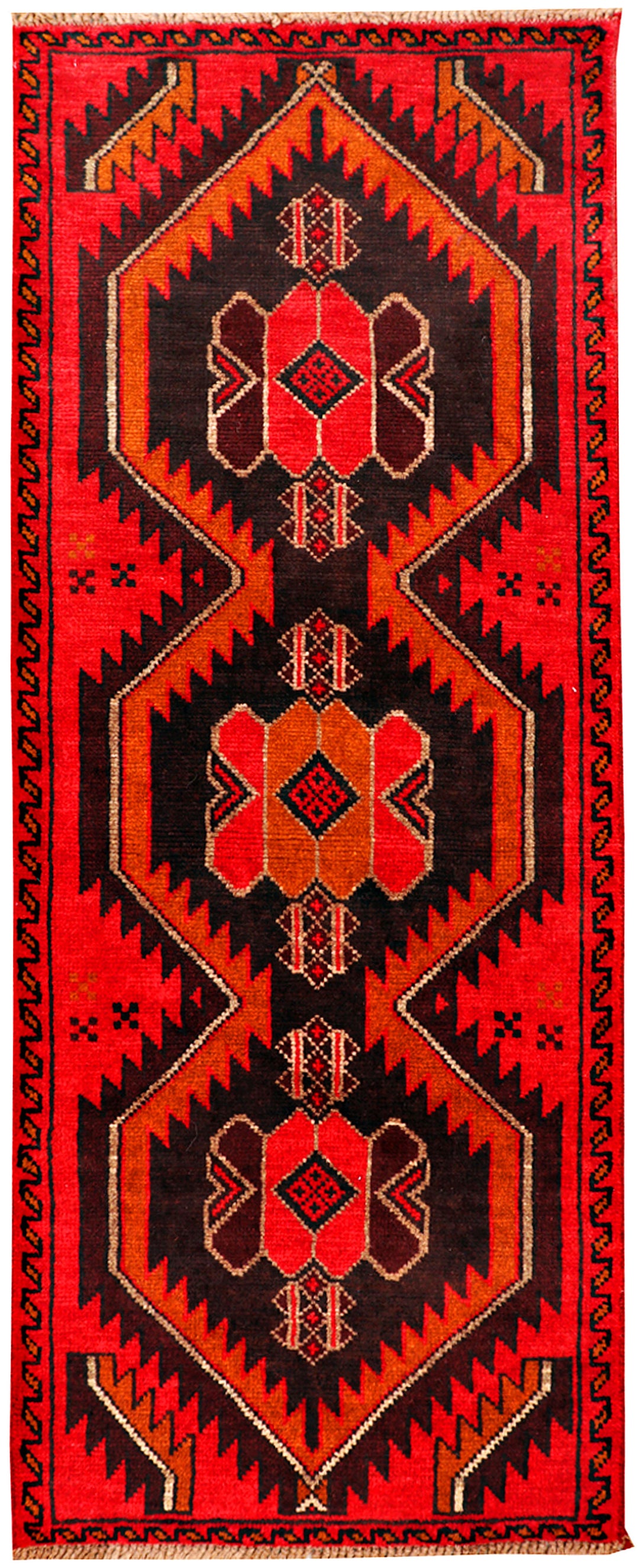Red Baluchi Rug 2' 6" x 6' 4" Hand-Knotted