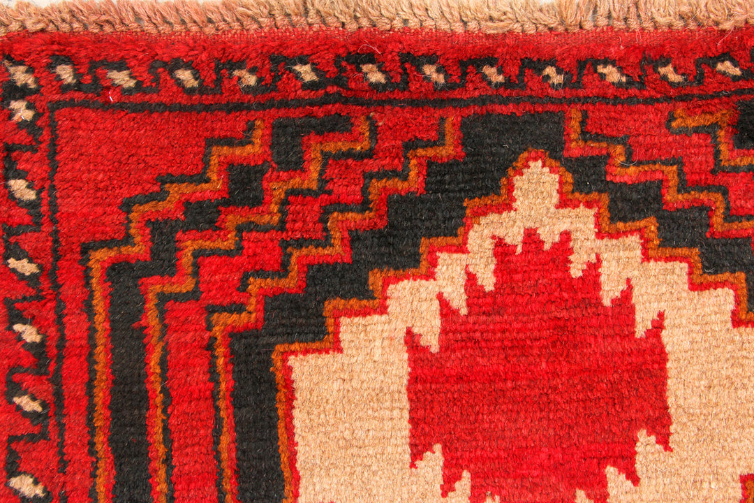 Red Afghan Baluchi Rug 2' 3 x 6' 4 Hand-Knotted