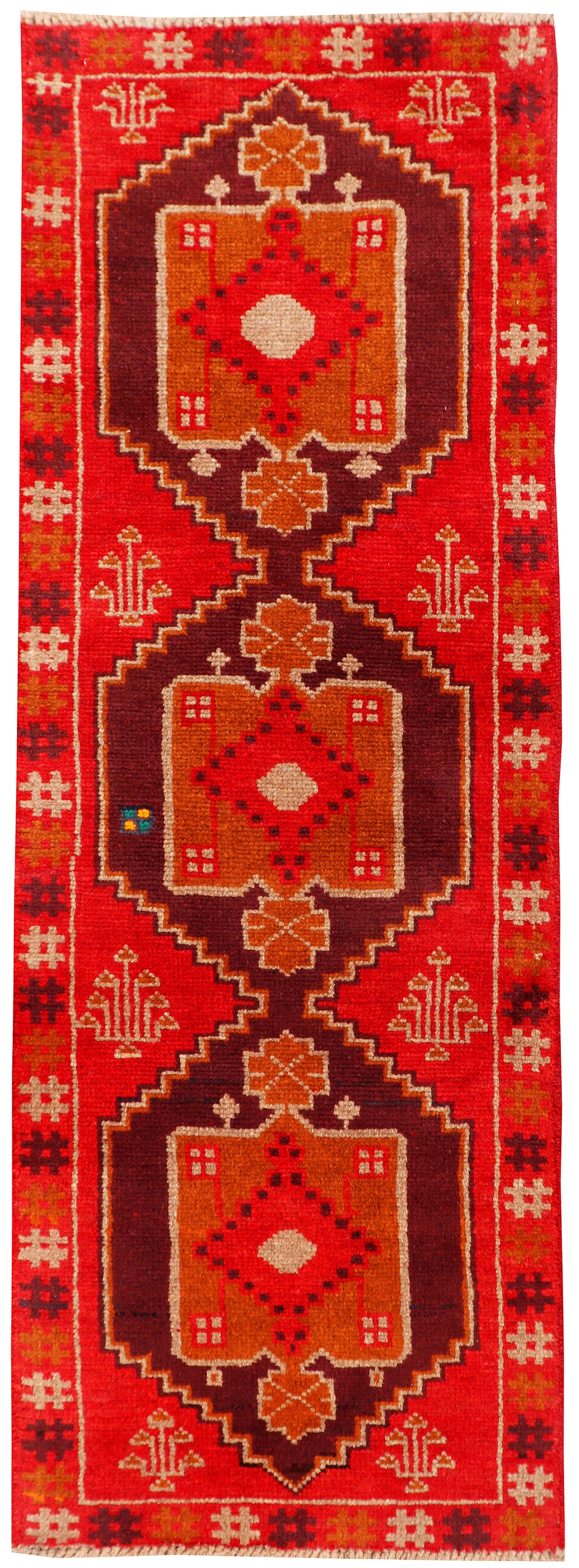 Red Afghan Baluchi Rug 2' 3 x 6' 6 Hand-Knotted