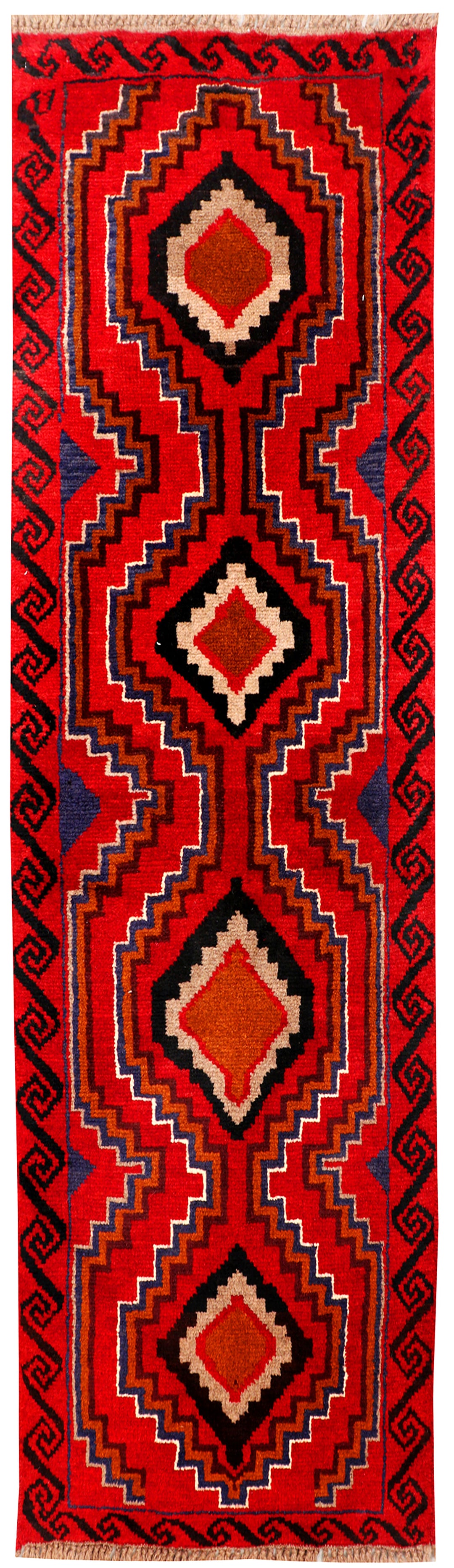 Red Afghan Baluchi Rug 2' 4 x 6' 6 Hand-Knotted