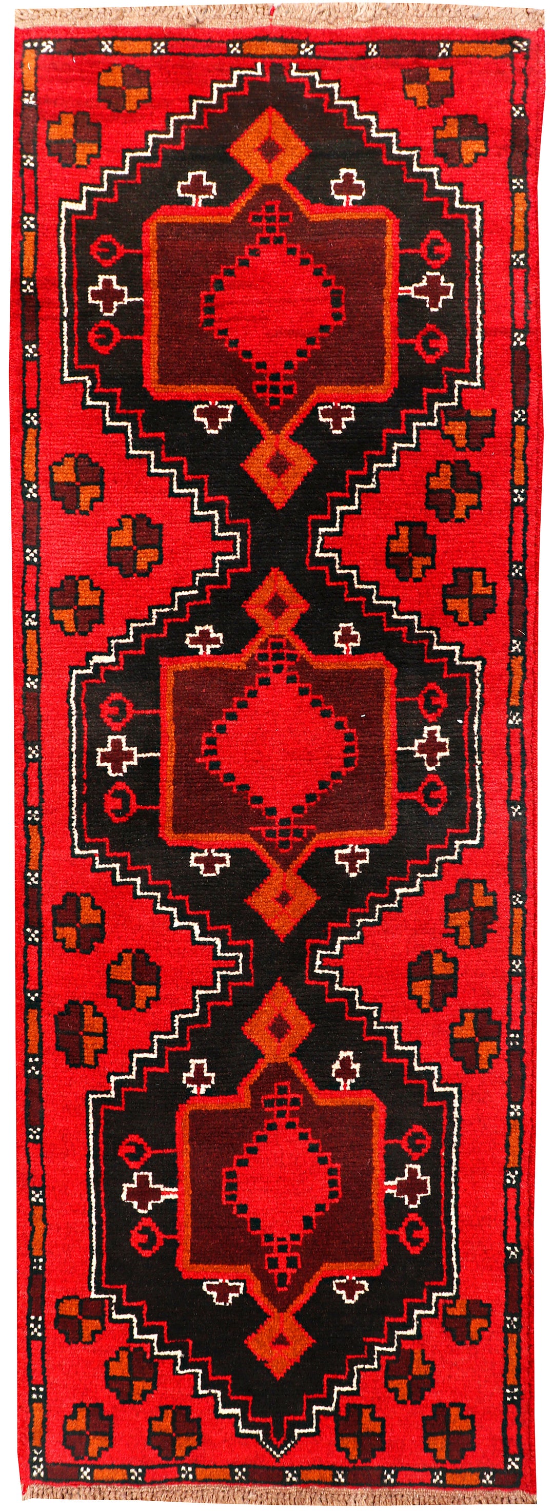 Red Afghan Baluchi Rug 2' 5" x 6' 4" Hand-Knotted