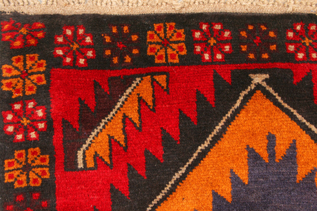 Afghan Baluchi Rug 3' 1 x 12' 8 Hand-Knotted