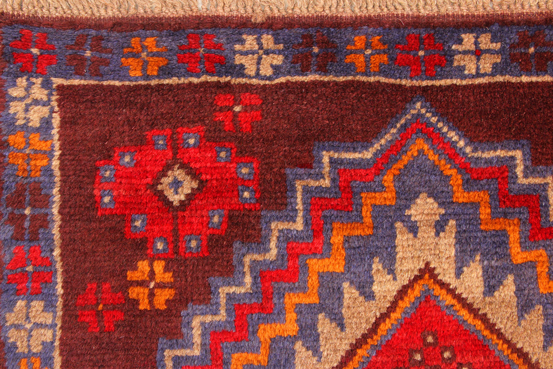 Afghan Baluchi Rug 2'11" x 12'7" Hand-Knotted