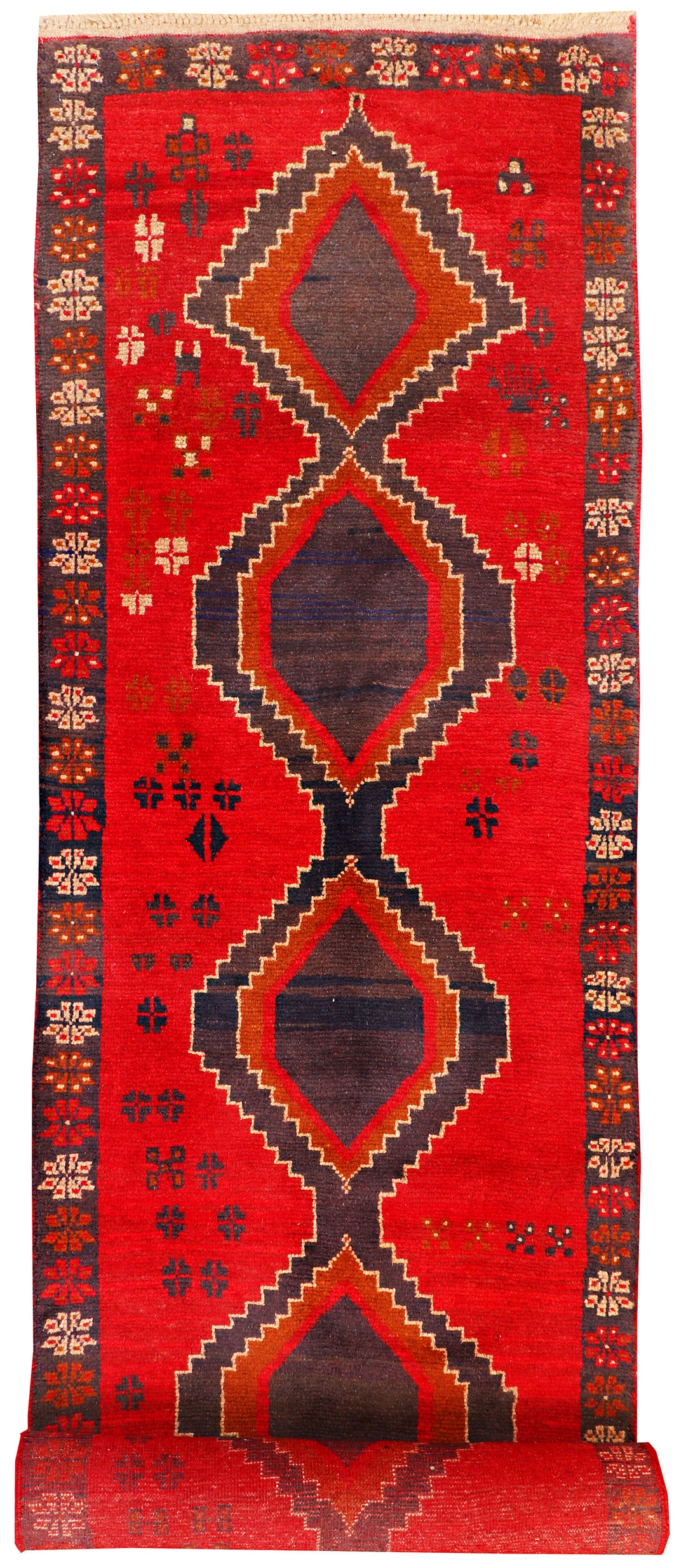 Red Afghan Baluchi Rug 2' 9" x 12' 3" Hand-Knotted