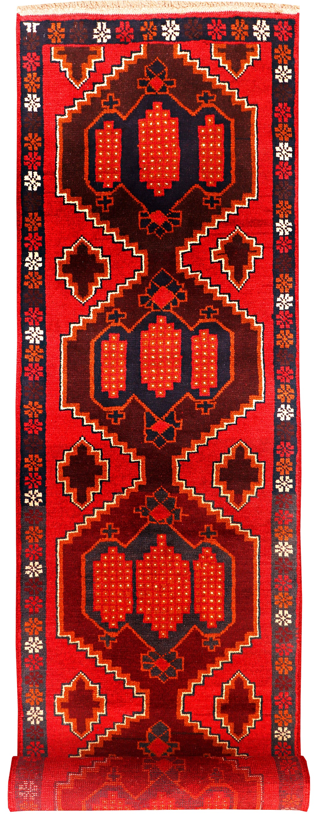 Red Afghan Baluchi Rug 2' 9 x 11' 5 Hand-Knotted