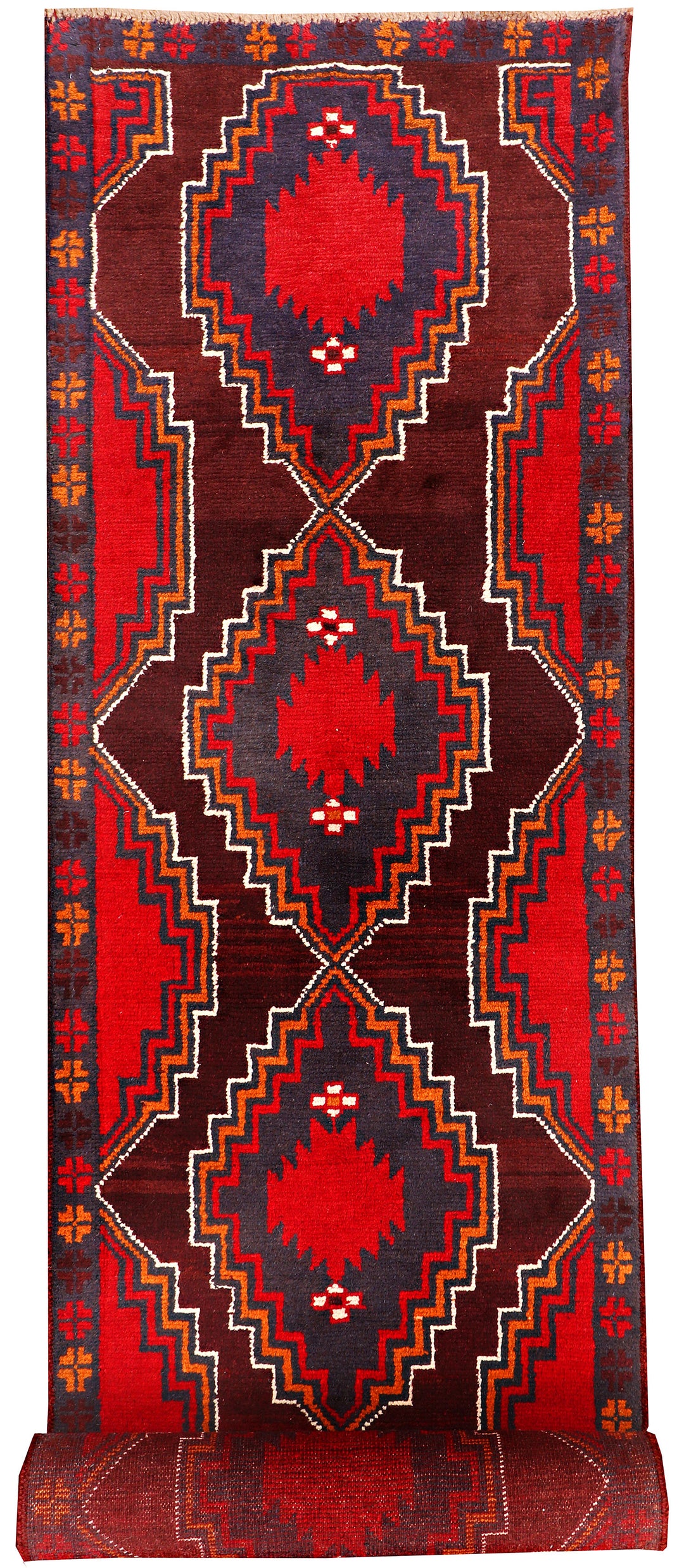 Maroon Afghan Baluchi Rug 2' 9 x 12' 6 Hand-Knotted