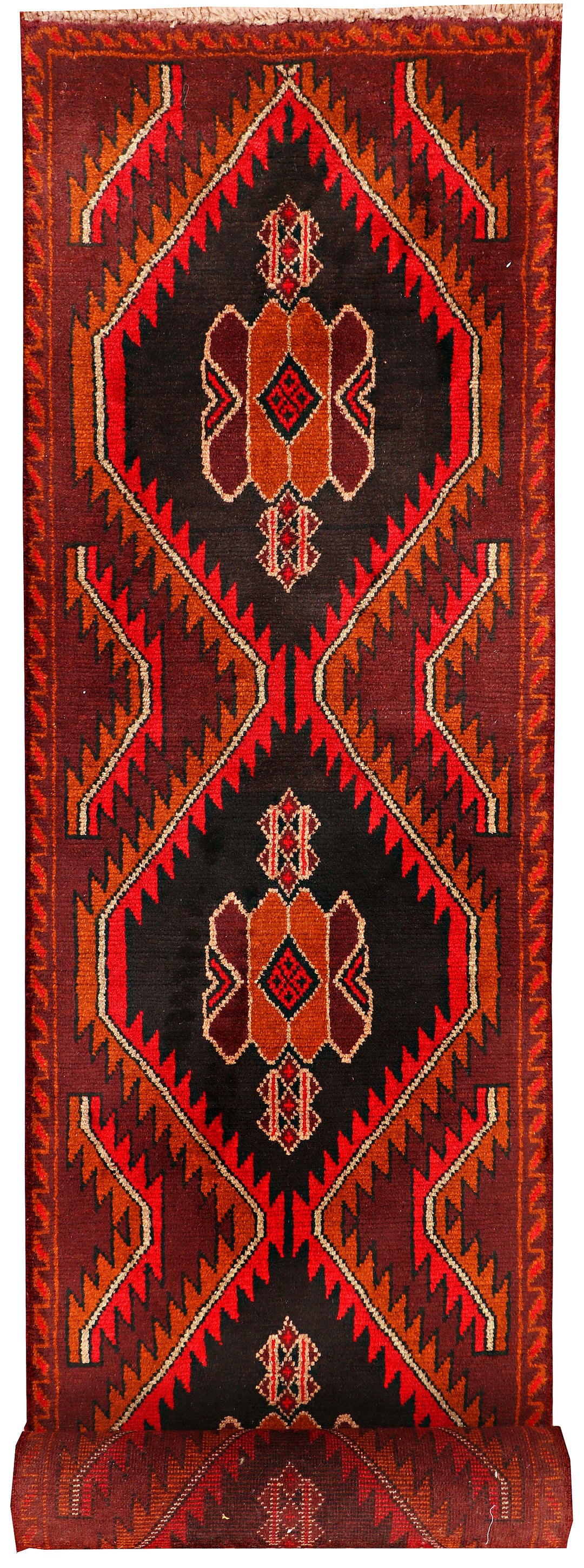 Afghan Baluchi Rug 2' 9" x 13' Hand-Knotted