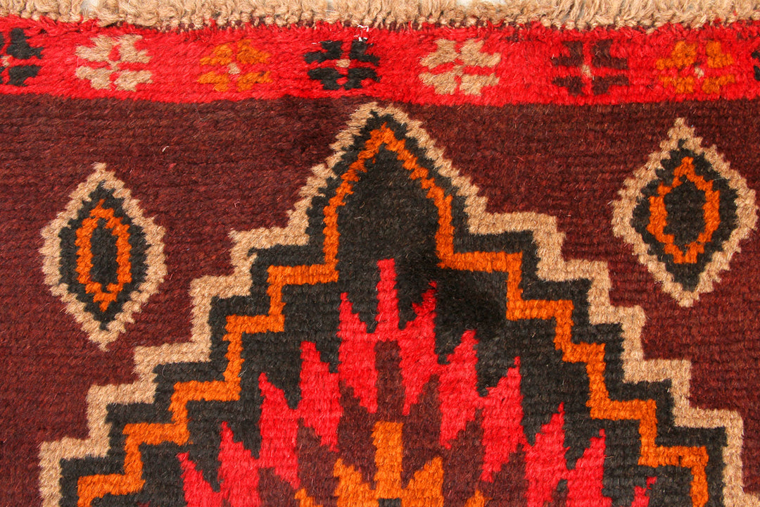 Maroon Afghan Baluchi Rug 2' 8" x 12' 7" Hand-Knotted