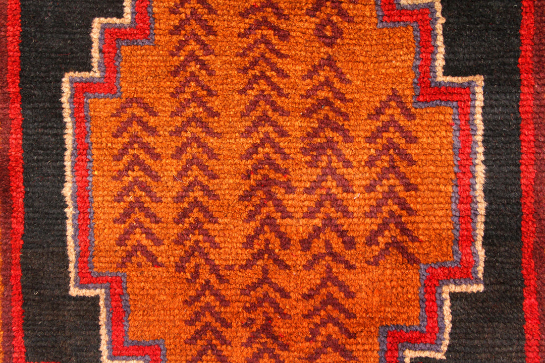 Red Afghan Baluchi Rug 2' 9" x 12' 10" Hand-Knotted