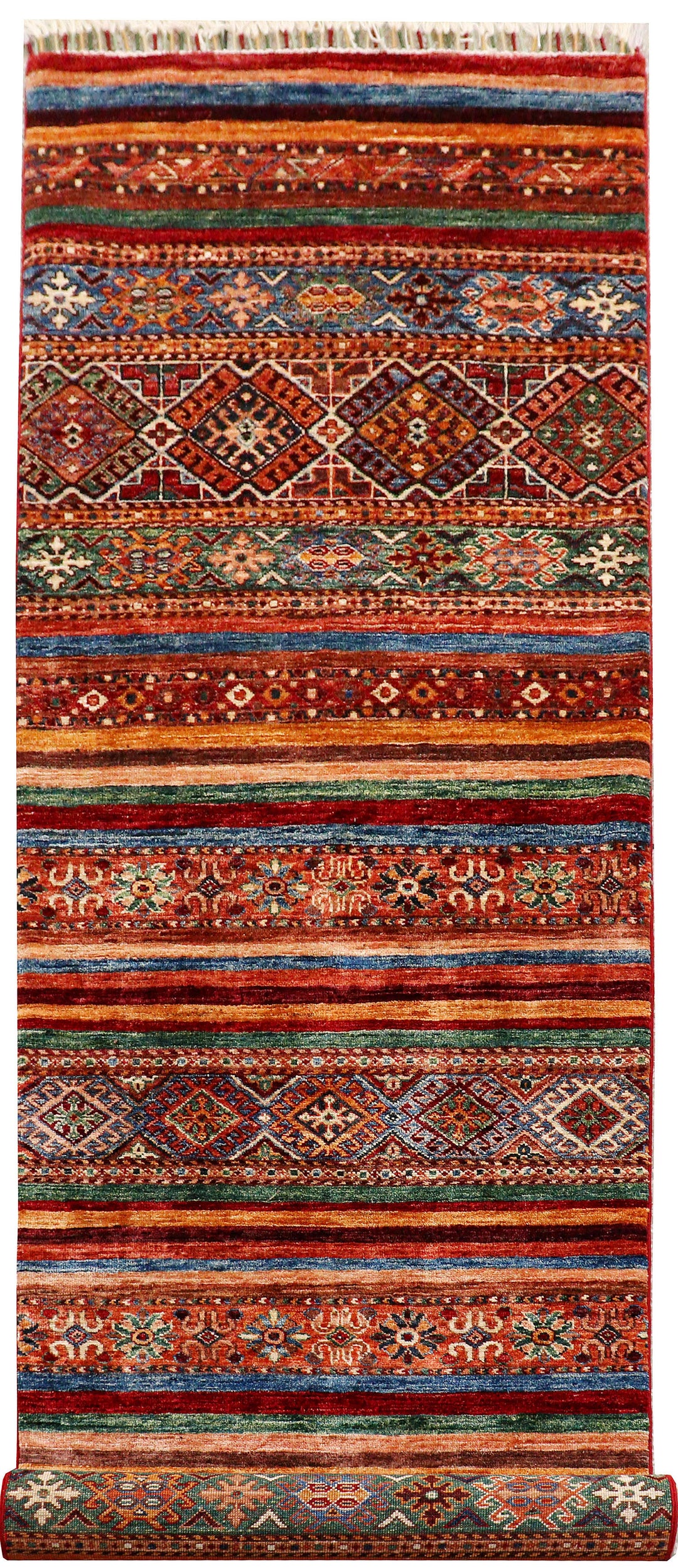 Afghan Kazak Rug 2' 8 x 10' Hand-Knotted