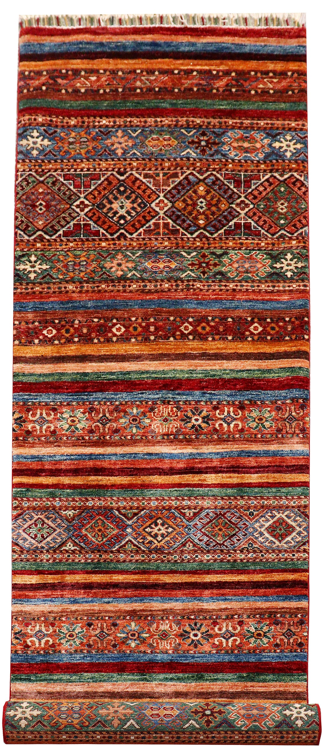 Afghan Kazak Rug 2' 8 x 10' Hand-Knotted