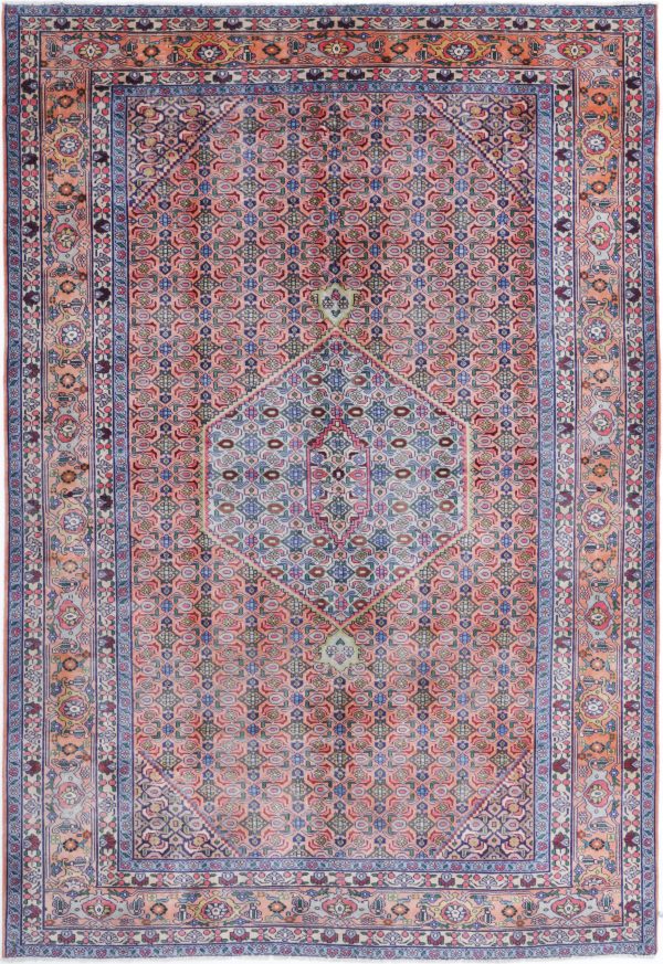 Peach Afghan Ardebil Rug 6' 1" x 9' 3" Hand-Knotted