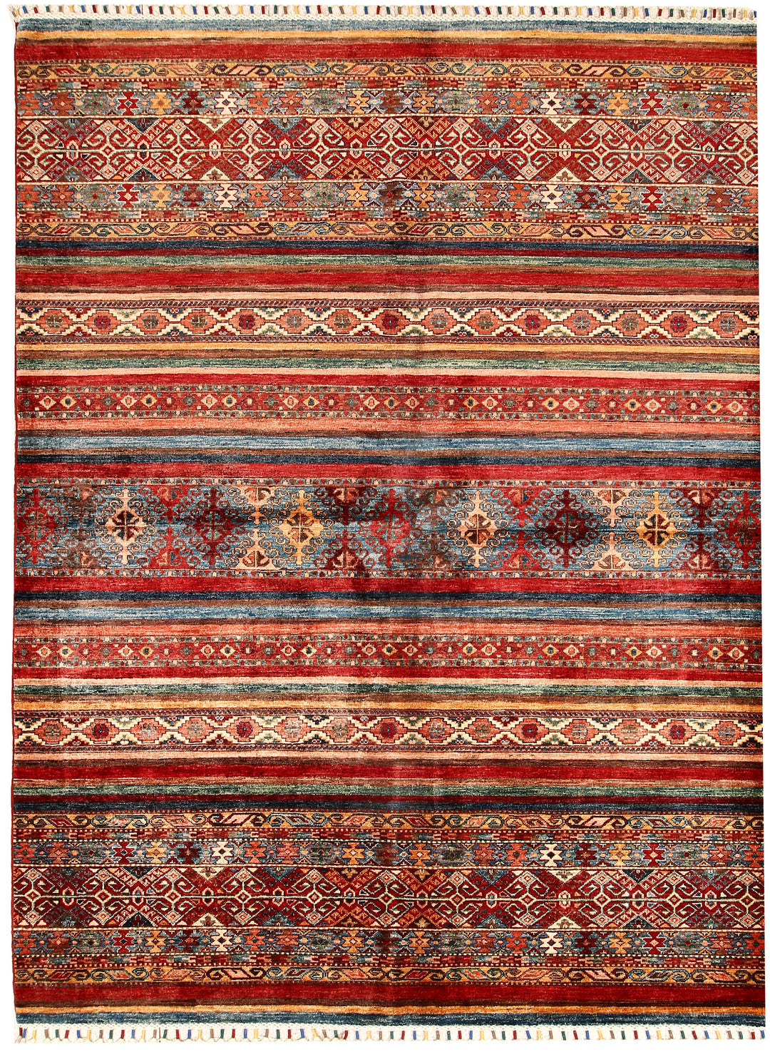 Afghan Kazak Rug 5' 11 x 7' 10 Hand-Knotted