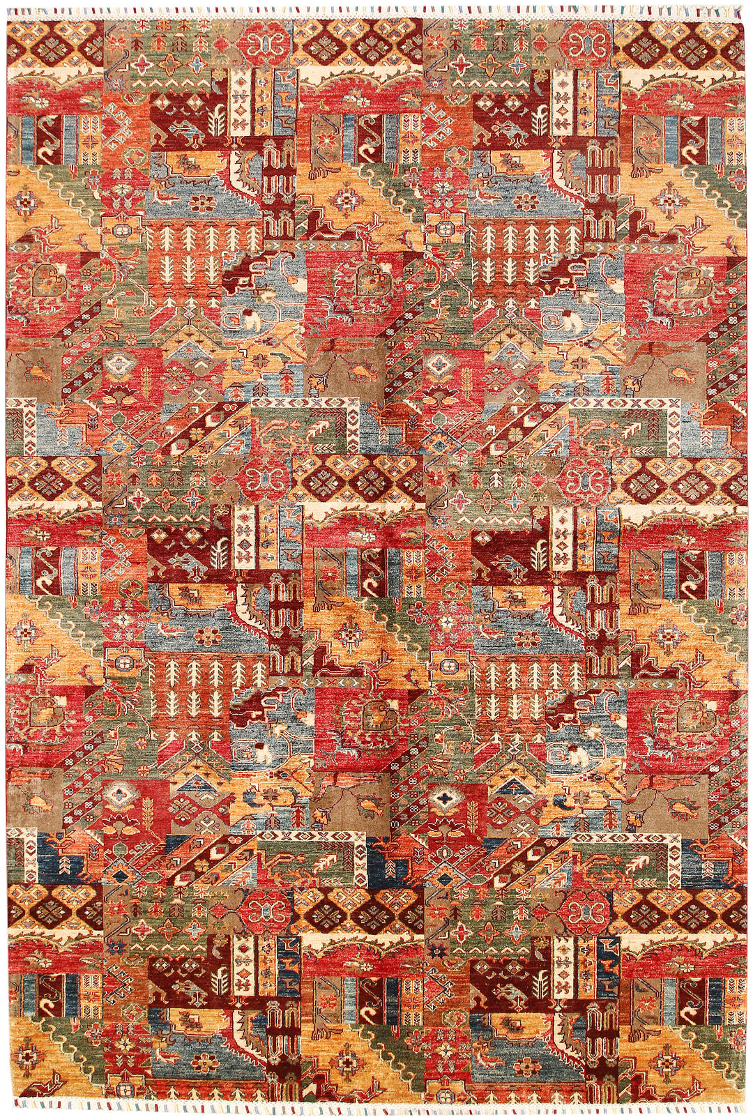 Afghan Kazak Rug 6'8" x 9'10" Hand-Knotted
