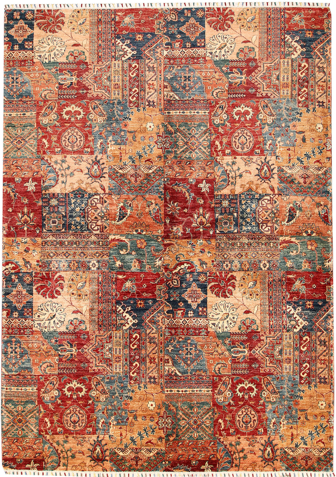 Afghan Kazak Rug 6'10" x 9'7" Hand-Knotted