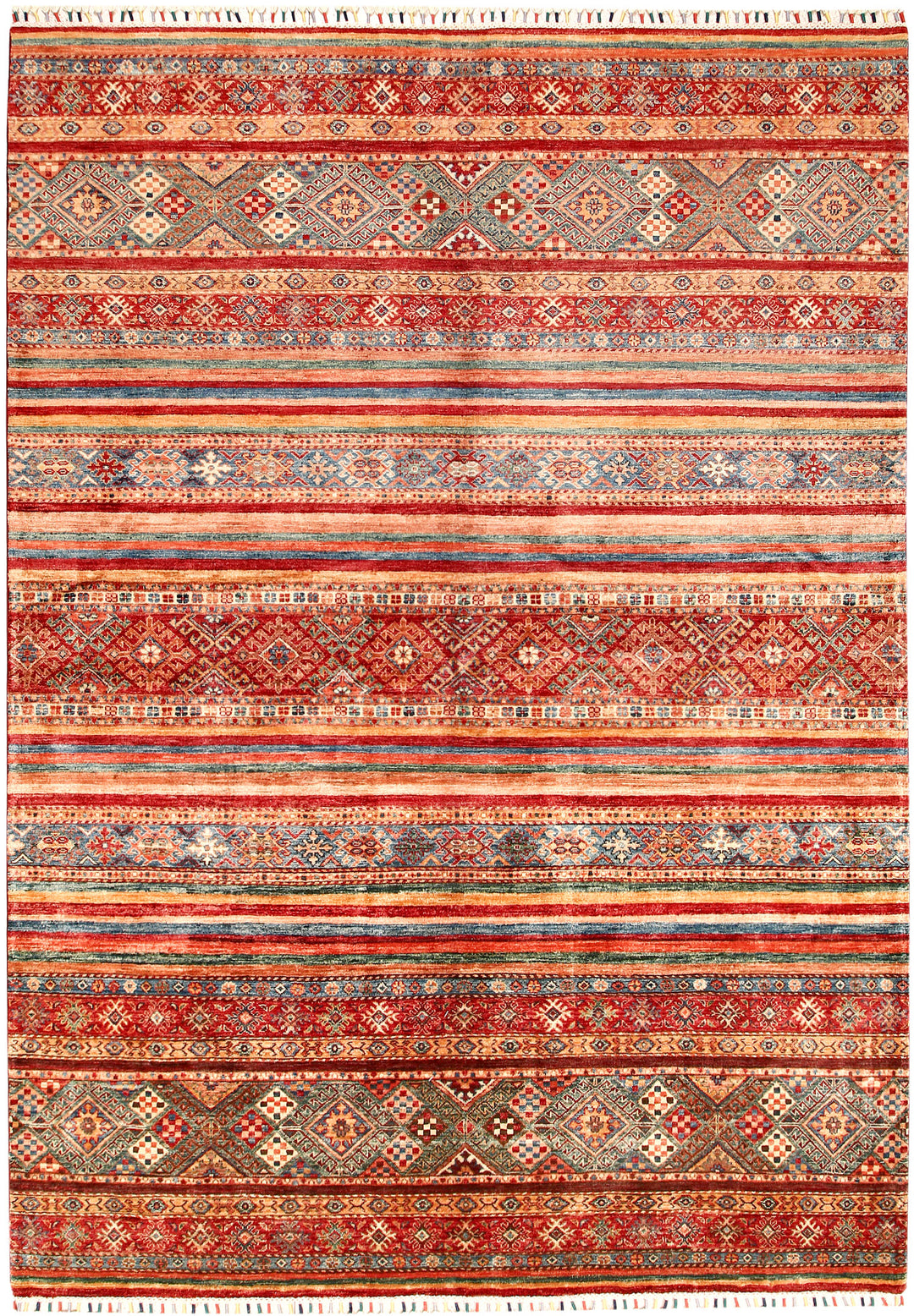Afghan Kazak Rug 6' 9 x 9' 7 Hand-Knotted