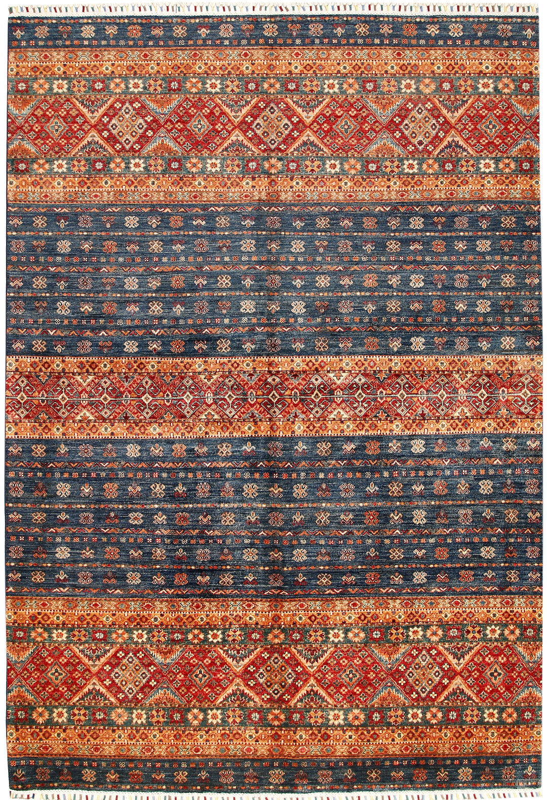 Afghan Kazak Rug 6' 9 x 9' 10 Hand-Knotted