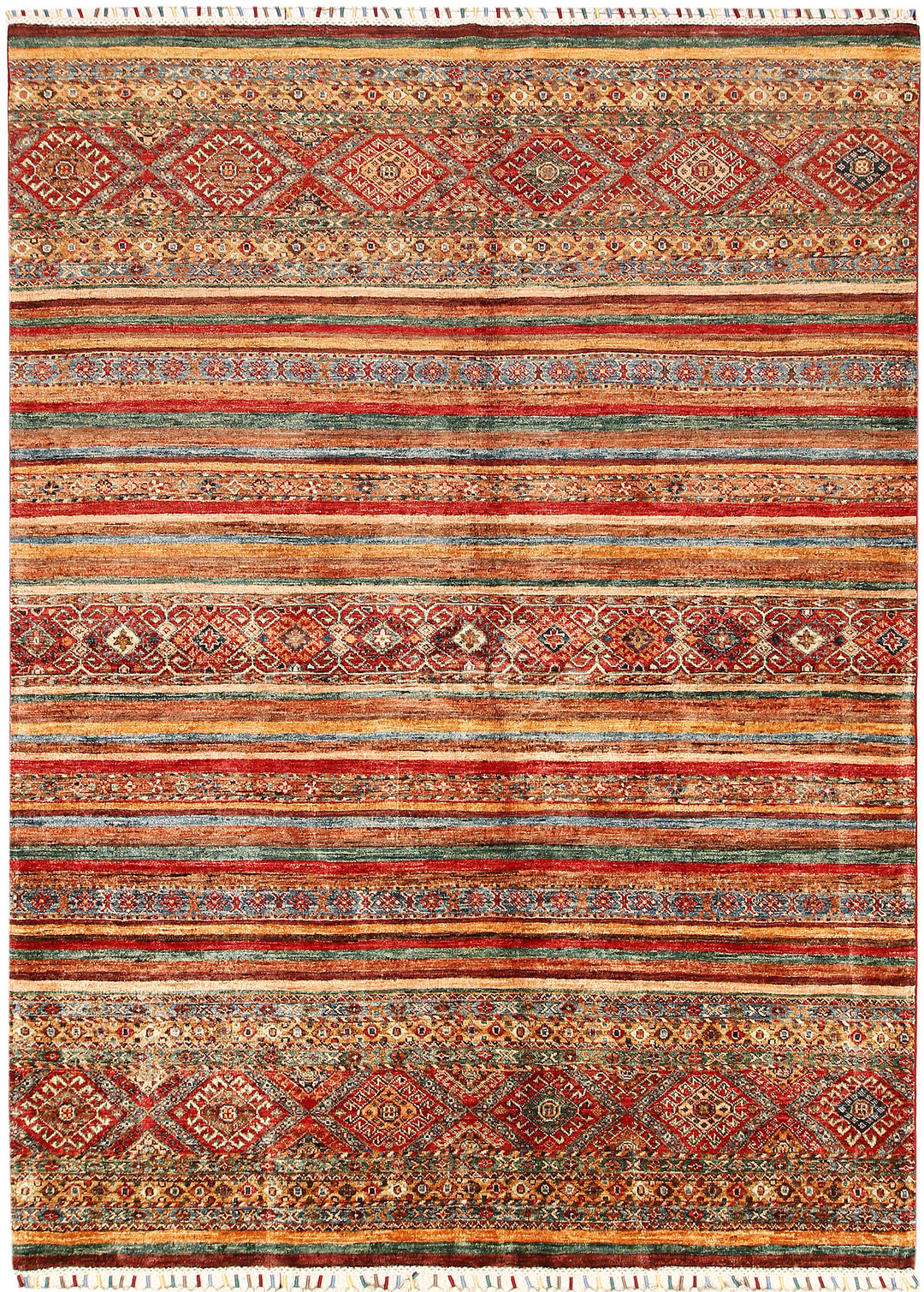 Afghan Kazak Rug 5' 9 x 7' 10 Hand-Knotted