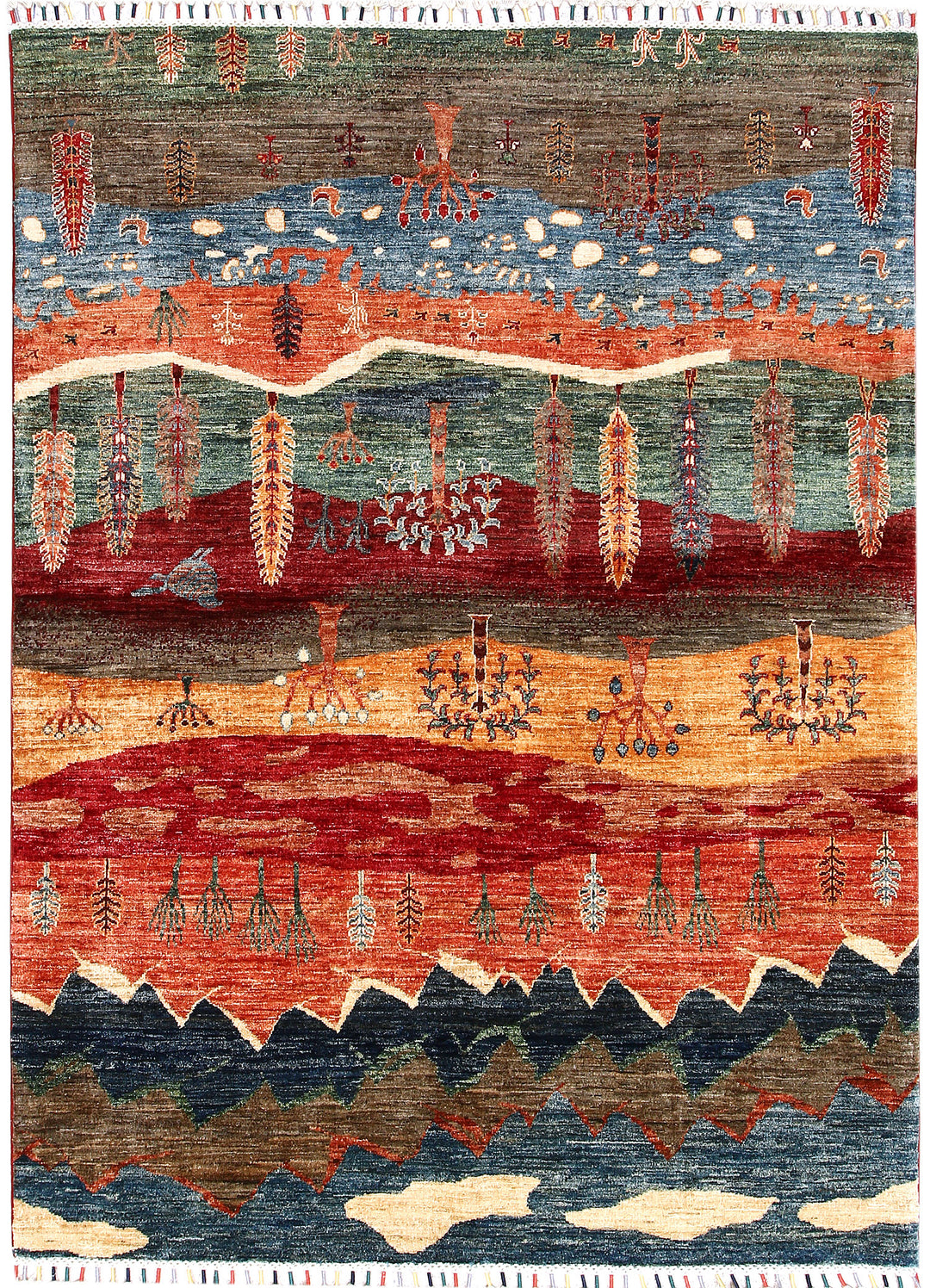 Afghan Kazak Rug 4' 11" x 6' 8" Hand-Knotted