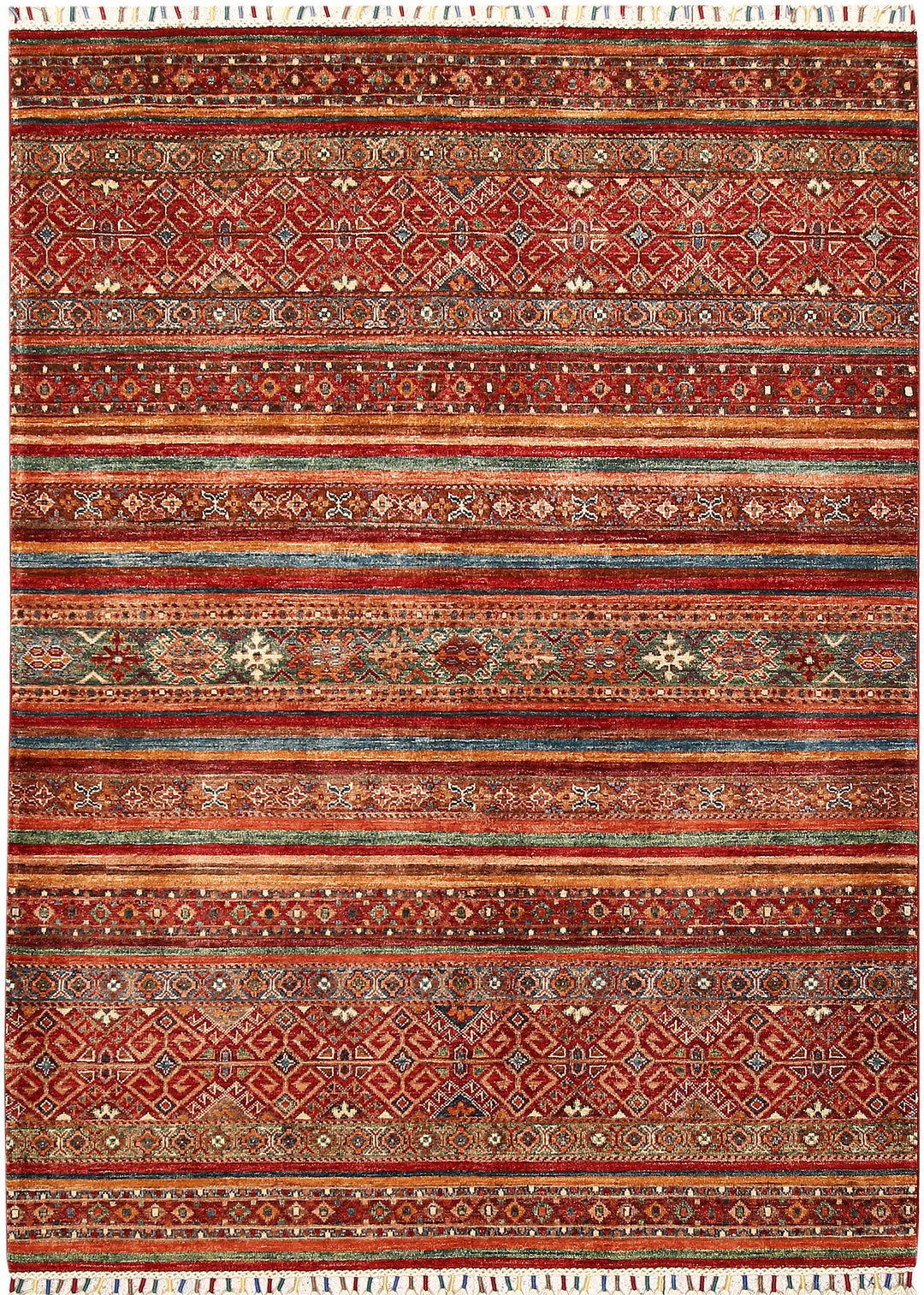 Afghan Kazak Rug 4' 10 x 6' 7 Hand-Knotted