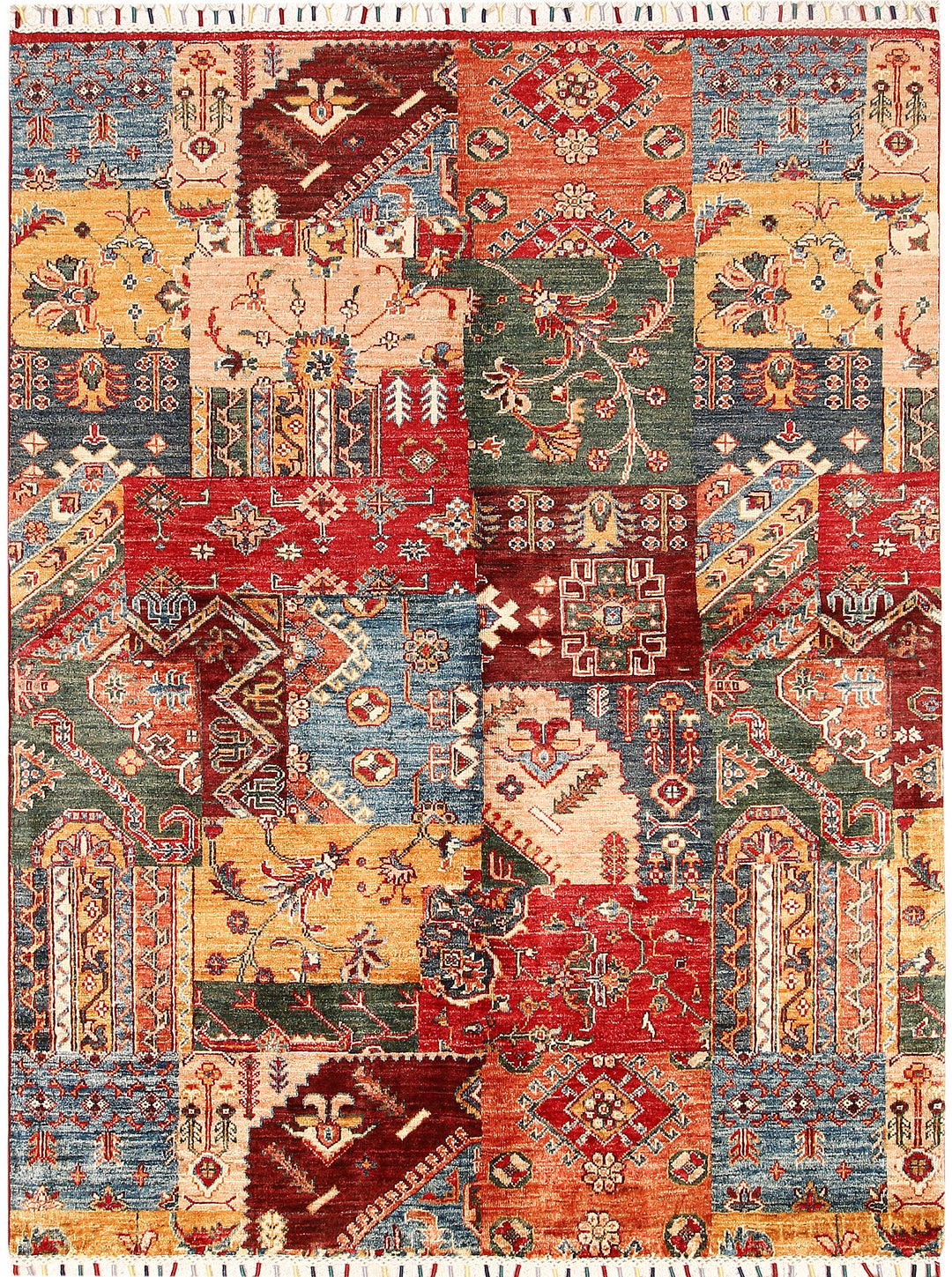 Afghan Kazak Rug 4'11" x 6'5" Hand-Knotted