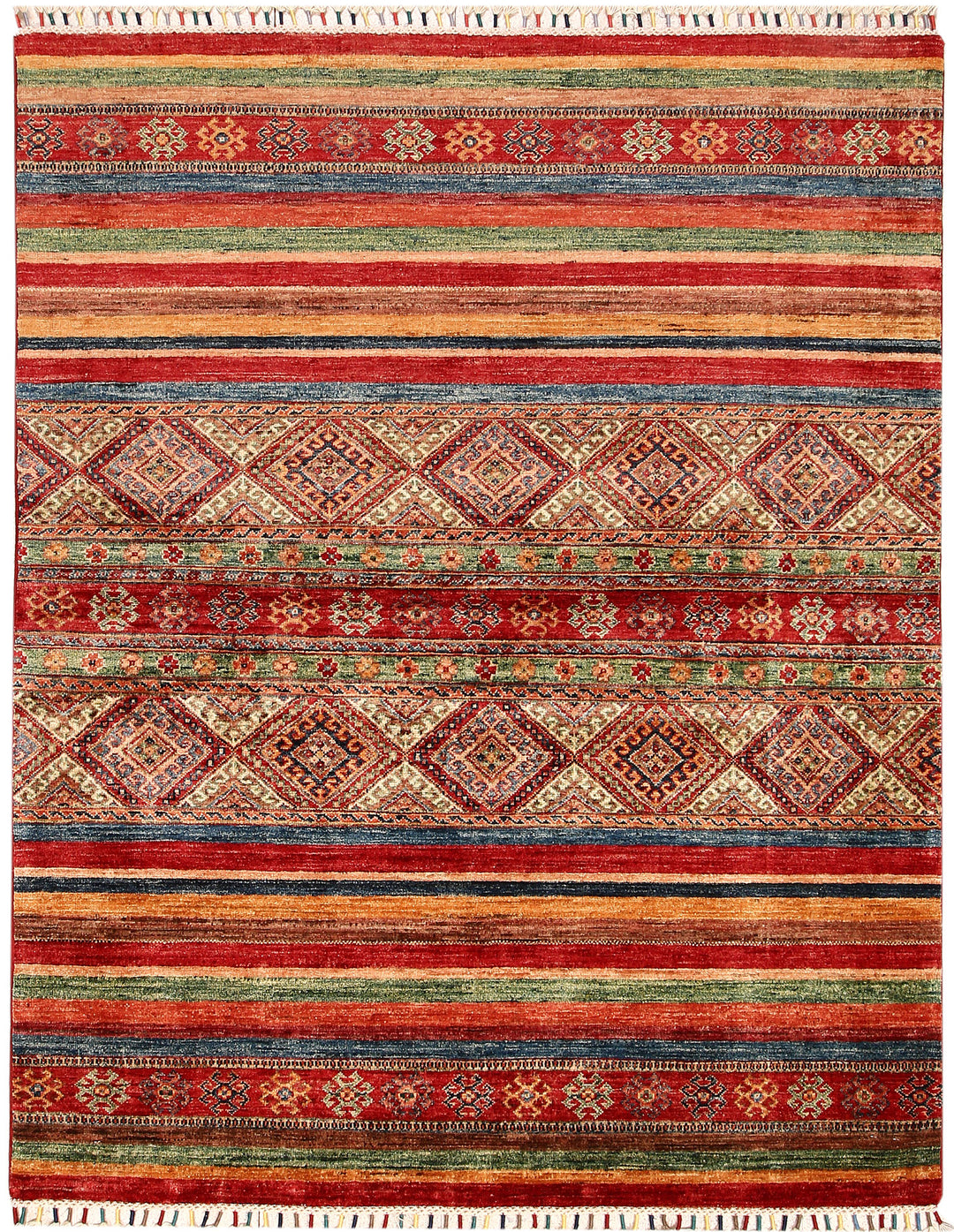 Afghan Kazak Rug 5' 1 x 6' 5 Hand-Knotted