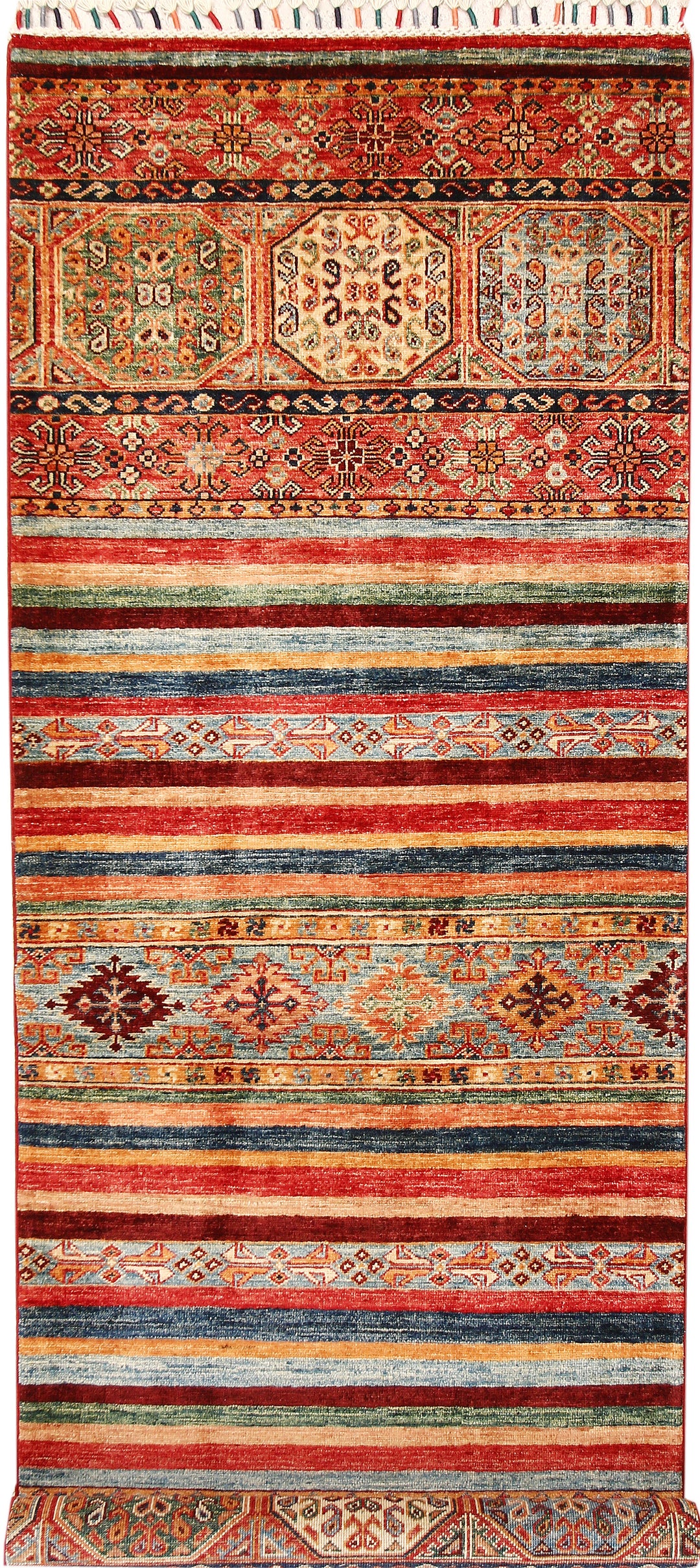 Afghan Kazak Rug 2' 9 x 7' 10 Hand-Knotted