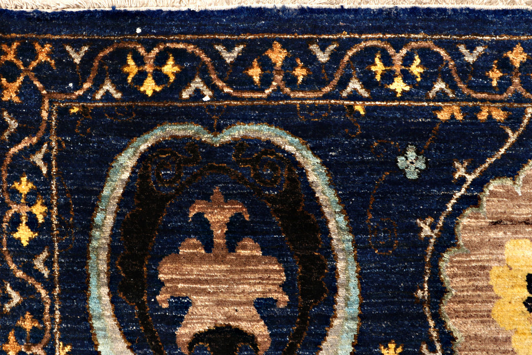 Midnight Blue Ikat 6'  8" x 9'  9" - No. QA92629