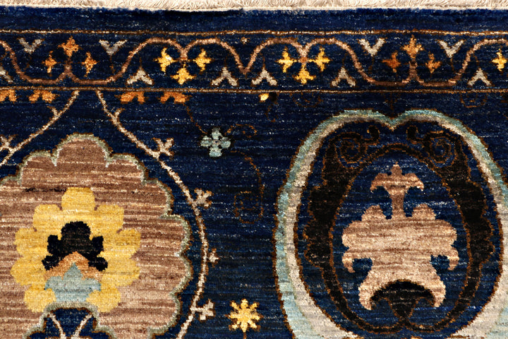 Midnight Blue Ikat 6'  8" x 9'  9" - No. QA92629