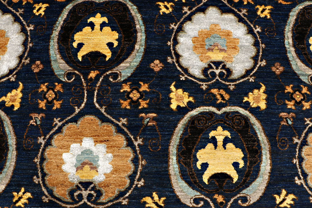 Midnight Blue Ikat 6'  8" x 9'  9" - No. QA92629