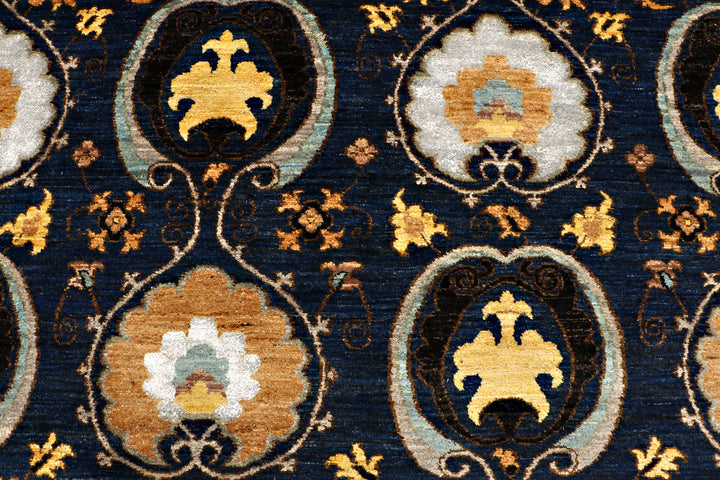 Midnight Blue Ikat 6'  8" x 9'  9" - No. QA92629