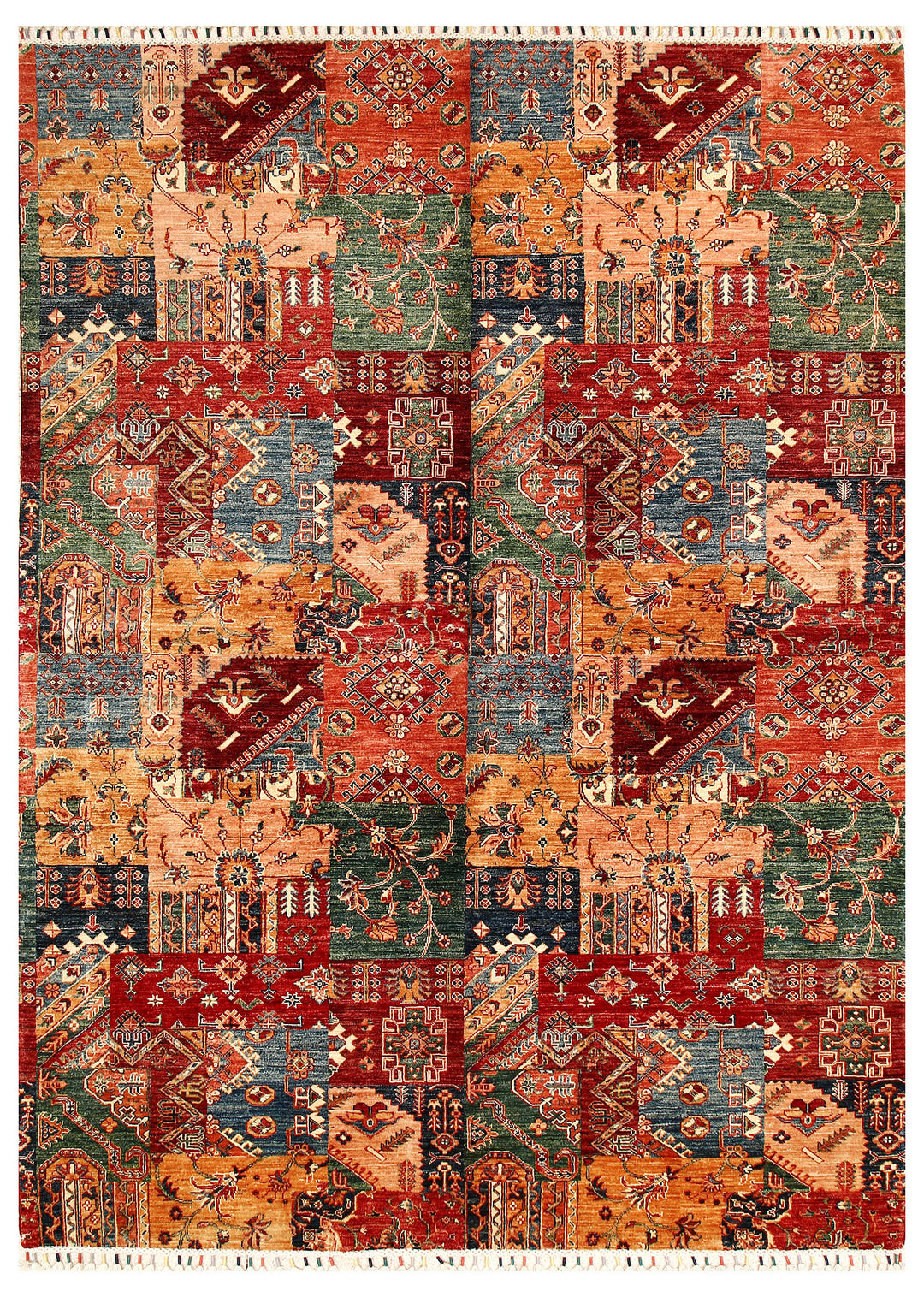Afghan Kazak Rug 6' 9 x 9' 6 Hand-Knotted