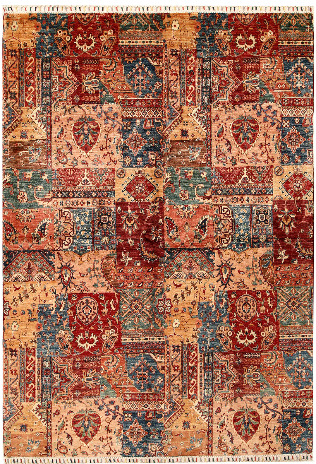 Afghan Kazak Rug 6'7" x 9'5" Hand-Knotted