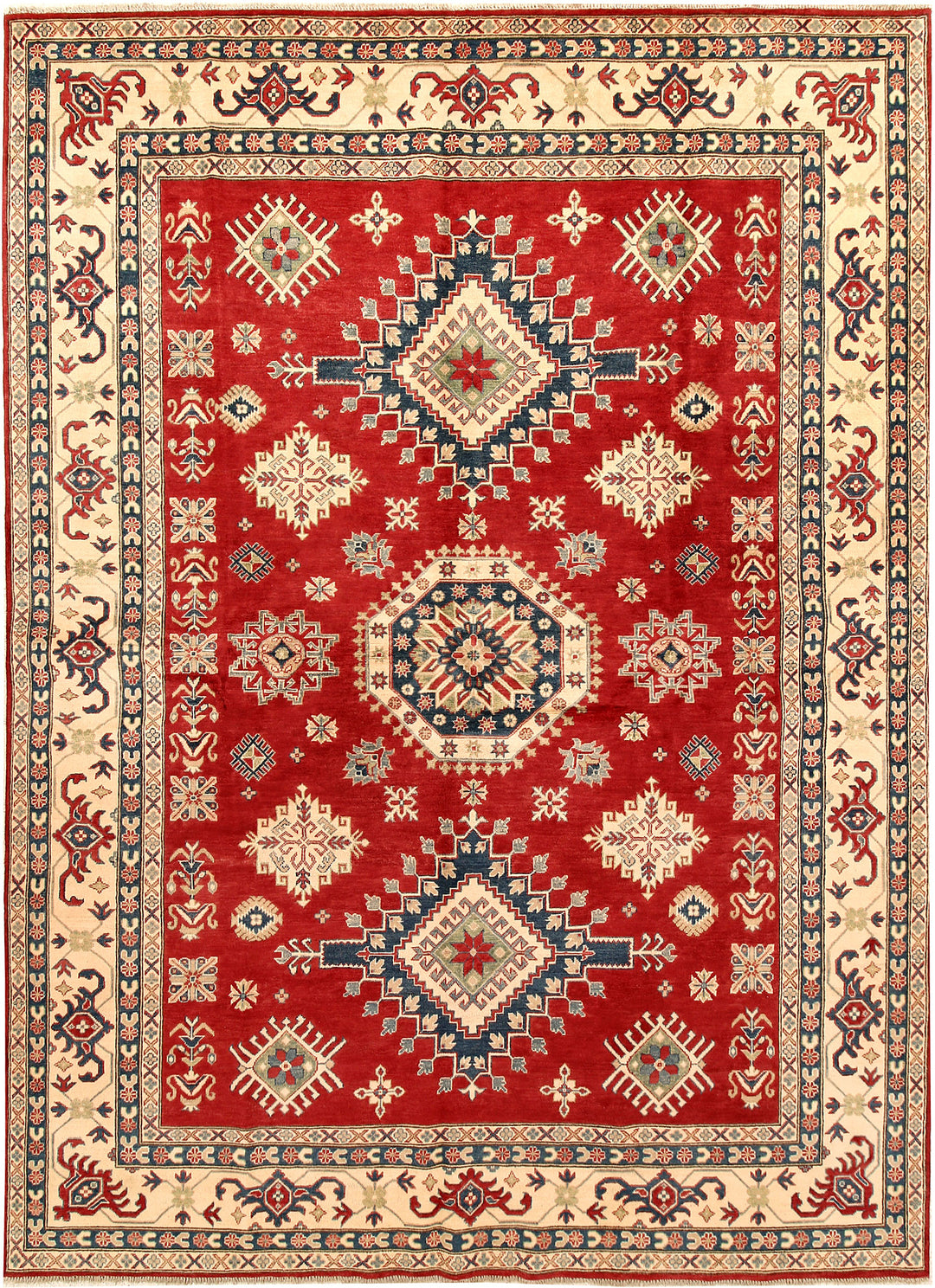 Red Afghan Kazak Rug 8' 5 x 11' 6 Hand-Knotted