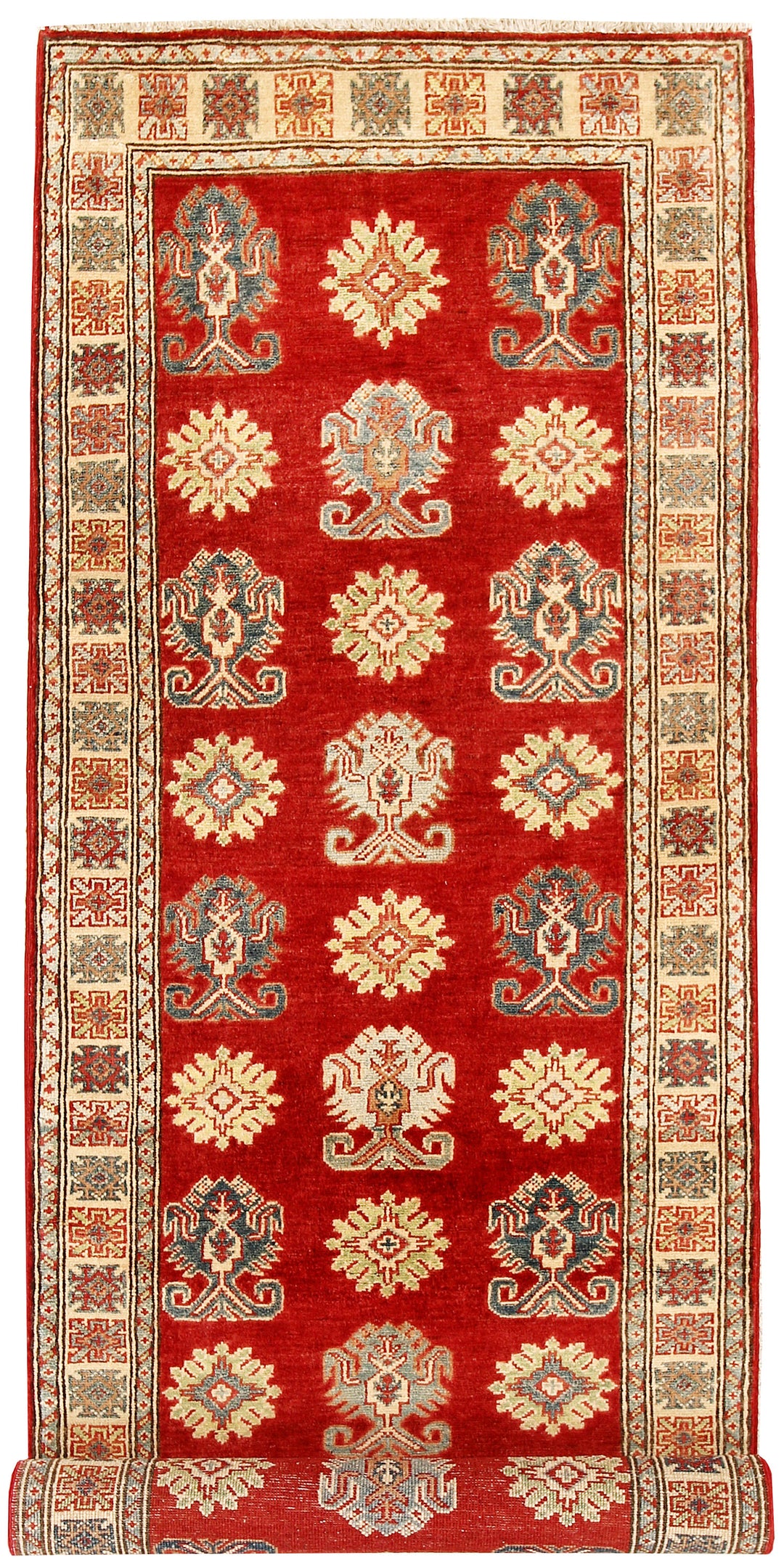 Red Afghan Kazak Rug 2' 9 x 9' 1 Hand-Knotted