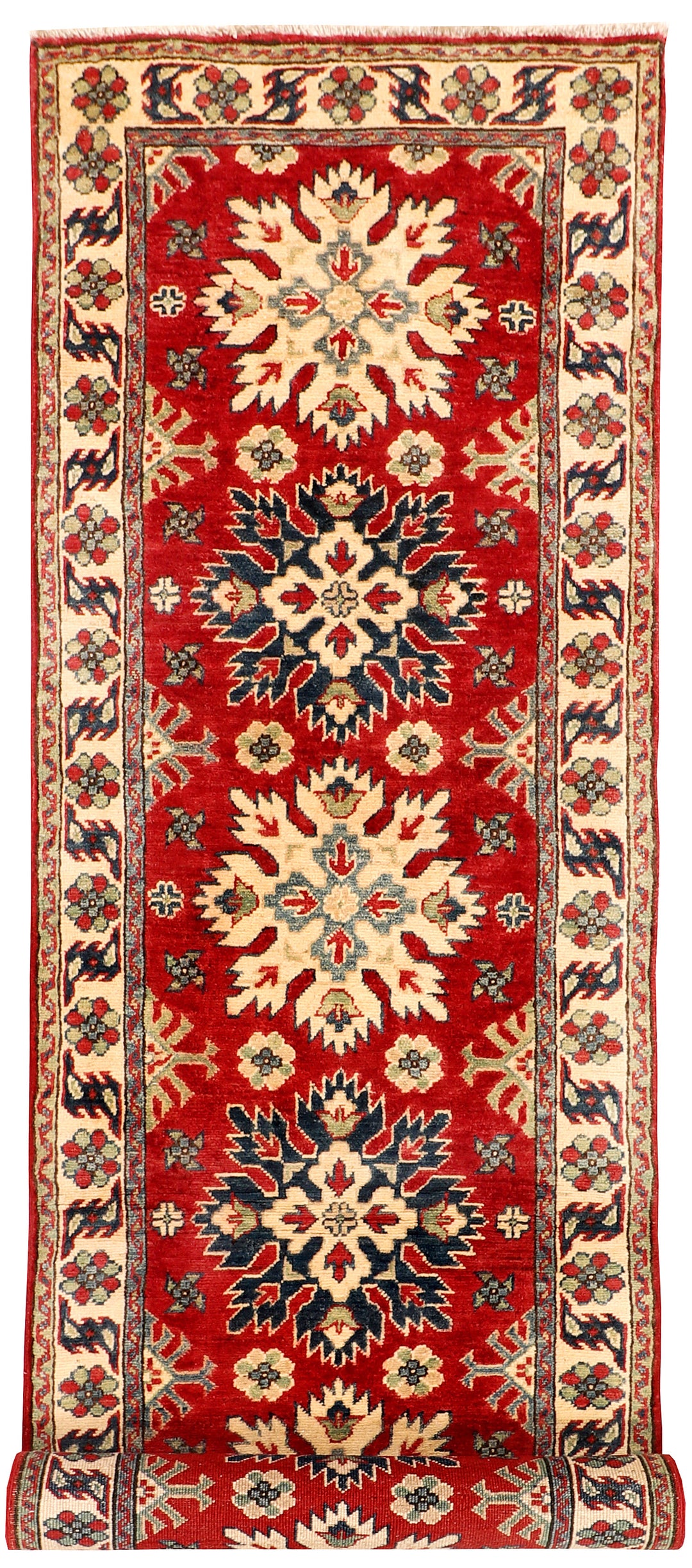 Red Afghan Kazak Rug 2' 6" x 9' 6" Hand-Knotted