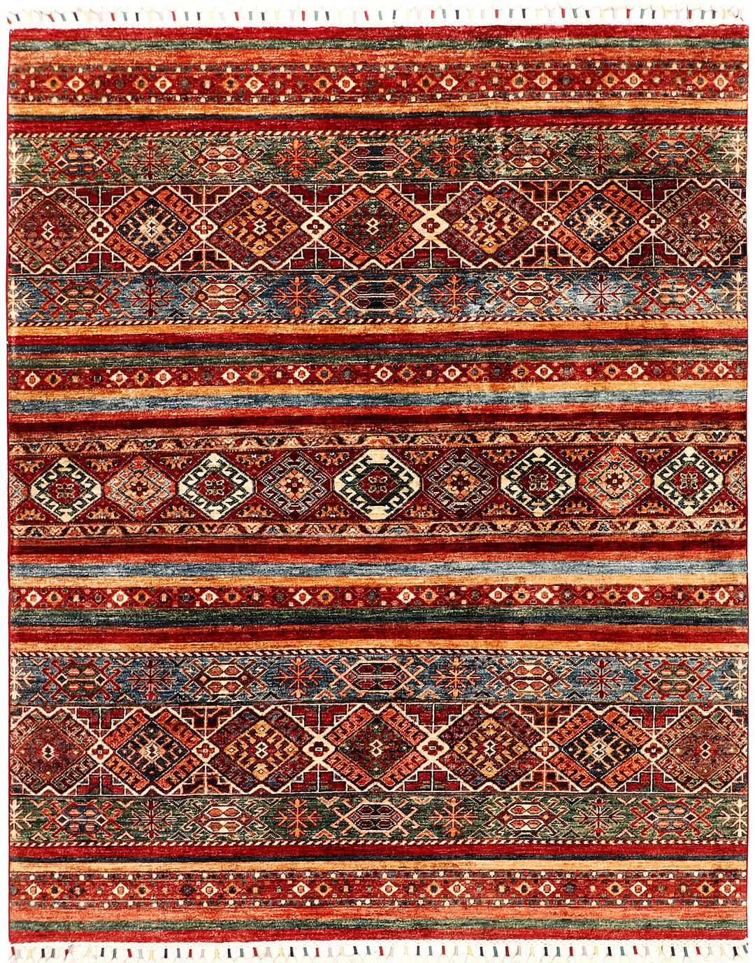 Afghan Kazak Rug 5' 1 x 6' 4 Hand-Knotted
