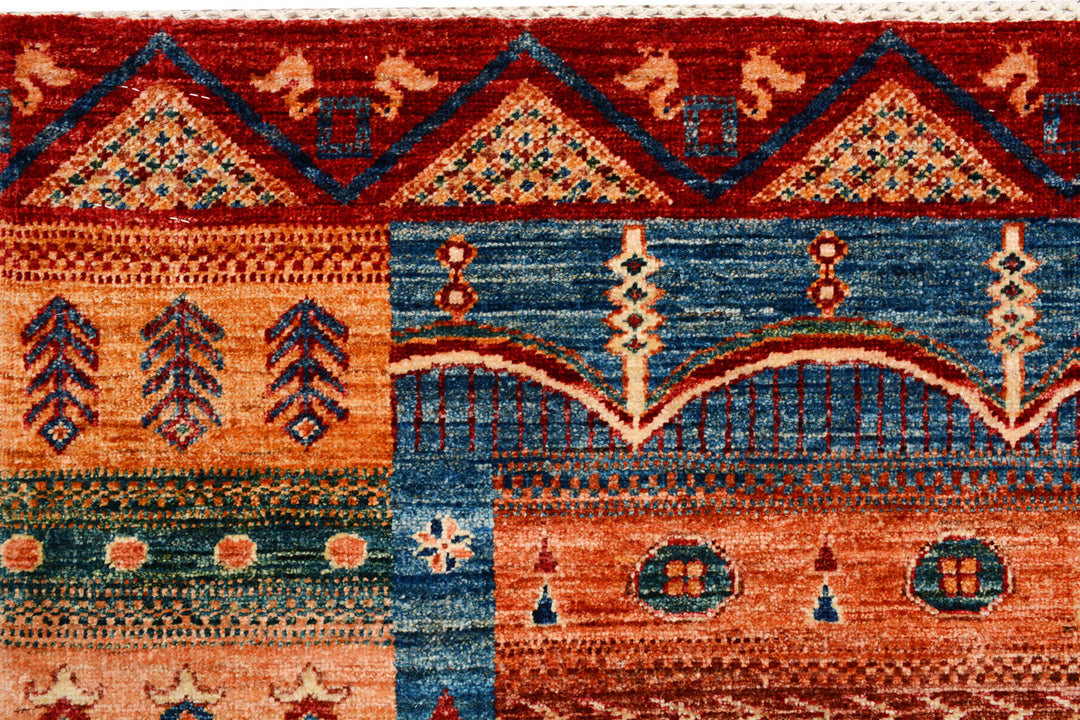 Afghan Kazak Rug 4' 9 x 6' 7 Hand-Knotted