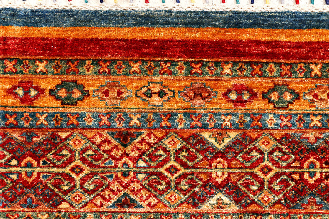 Afghan Kazak Rug 4'11" x 6'5" Hand-Knotted