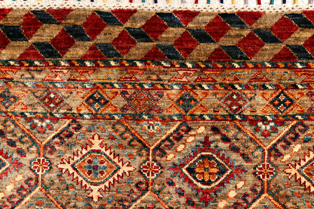 Afghan Kazak Rug 4' 11 x 6' 5 Hand-Knotted
