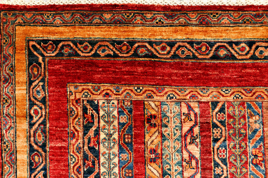Afghan Shawl Rug 4'11" x 6'8" Hand-Knotted