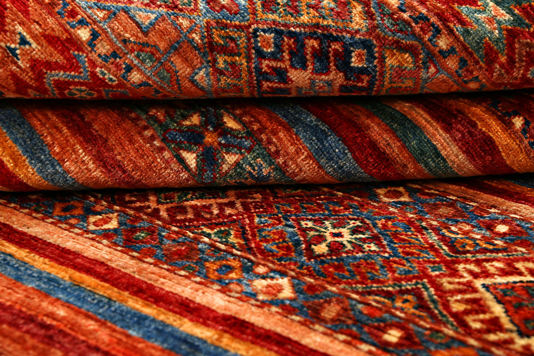 Afghan Kazak Rug 4' 11 x 6' 7 Hand-Knotted