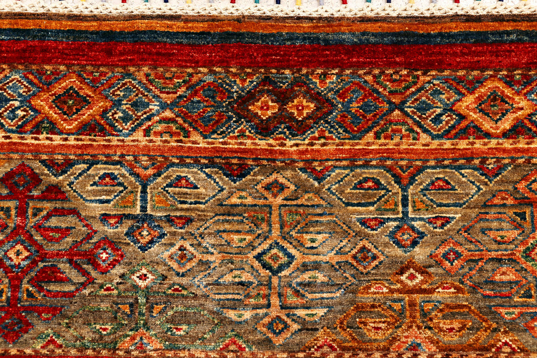 Afghan Kazak Rug 5' x 6' 2 Hand-Knotted